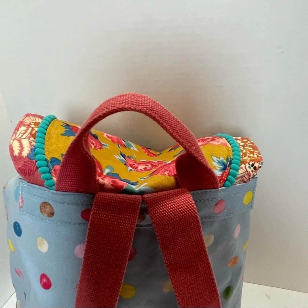 Matilda Jane Make a Splash Beach Backpack Blue Polka Dot Yellow Pink Floral